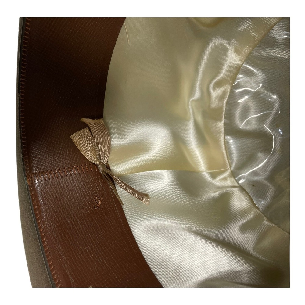 VINTAGE Dobbs Fifth Avenue Fedora Brown Hat 7 1/4‎ CLEAN WOOL SILK BOW - Picture 6 of 9